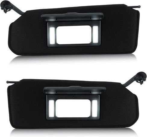 Left Driver & Right Passenger Side Sun Visor SunVisor with Light for 1997-2004 Chevrolet C5 Corvette 10442033 10442034 (Black) in Kuwait