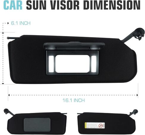 Left Driver & Right Passenger Side Sun Visor SunVisor with Light for 1997-2004 Chevrolet C5 Corvette 10442033 10442034 (Black) in Kuwait