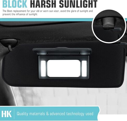 Left Driver & Right Passenger Side Sun Visor SunVisor with Light for 1997-2004 Chevrolet C5 Corvette 10442033 10442034 (Black) in Kuwait