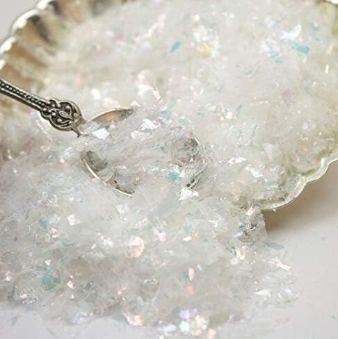 Snow White Flitter Flakes Iridescent Ice Glitter Flakes for Nail Art - Lightweight Holographic Polyester - 311-4328 - 1/2 oz (14 Grams) in Saudi Arabia