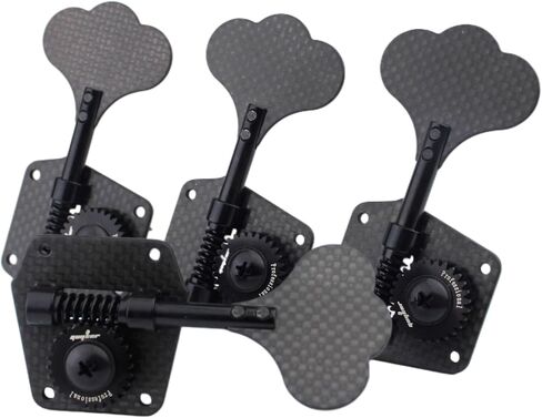 Guyker Carbon Fiber Bass Machine Head (4 for Right) - 1:28 Ratio Gear Open Frame Tuners Tuning Key Pegs Replacement for Electric Jazz Guitar Bass or Precision Instruments in Saudi Arabia