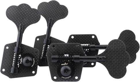 Guyker Carbon Fiber Bass Machine Head (4 for Right) - 1:28 Ratio Gear Open Frame Tuners Tuning Key Pegs Replacement for Electric Jazz Guitar Bass or Precision Instruments in Saudi Arabia