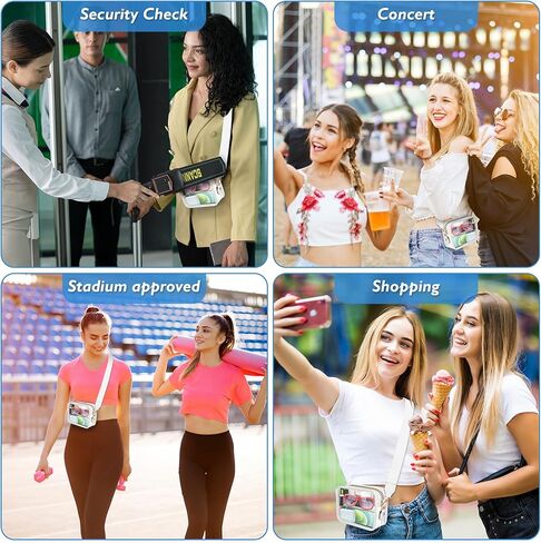 محفظة شفافة للنساء معتمدة في الاستاد، حقيبة كروس شفافة للحفلات الموسيقية، حقيبة كتف صغيرة شفافة، حقيبة يد بيضاء شفافة in Kuwait