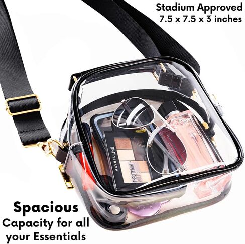 Clear Bag Stadium Approved Gold Clutch Purse Clear Tote Bag Women Crossbody Messenger Bag for Concerts Sport Events Festivals in Saudi Arabia