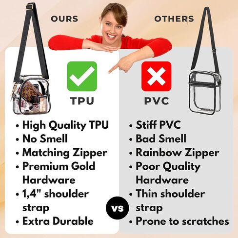 Clear Bag Stadium Approved Gold Clutch Purse Clear Tote Bag Women Crossbody Messenger Bag for Concerts Sport Events Festivals in Saudi Arabia
