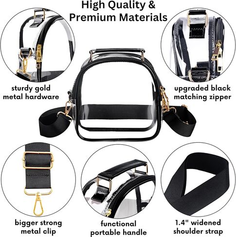 Clear Bag Stadium Approved Gold Clutch Purse Clear Tote Bag Women Crossbody Messenger Bag for Concerts Sport Events Festivals in Saudi Arabia