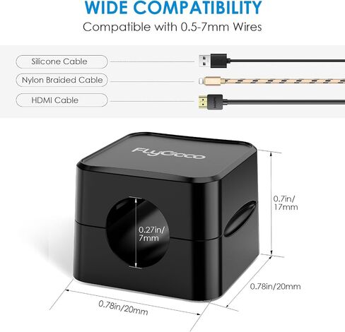 6 Pack Magnetic Cable Management Clips, FlyCoco Adhesive Cord Holder, Cable Keeper Organizer for Home Office Desk Phone Car Kitchen Wall Desktop Nightstand (Black) in Saudi Arabia