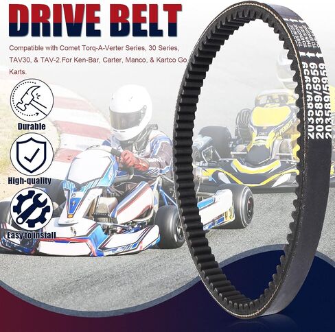 QAZAKY Drive Belt 30 Series متوافق مع Manco 5959 Comet 203589 Hoffco 99470 TAV30 TAV2 Ken-Bar 300009 Carter Kartco Go Kart 5HP-6HP 7HP Engine 128487 BB65395 255299 8487 Murray Baja Rotary in Kuwait