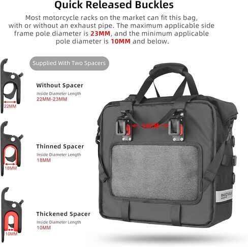 Rhinowalk Motorcycle Saddlebags, Waterproof Saddlebags, Quick Release 25L Motorcycle Single Side Hanging Bag Motorcycle Accessories in Saudi Arabia