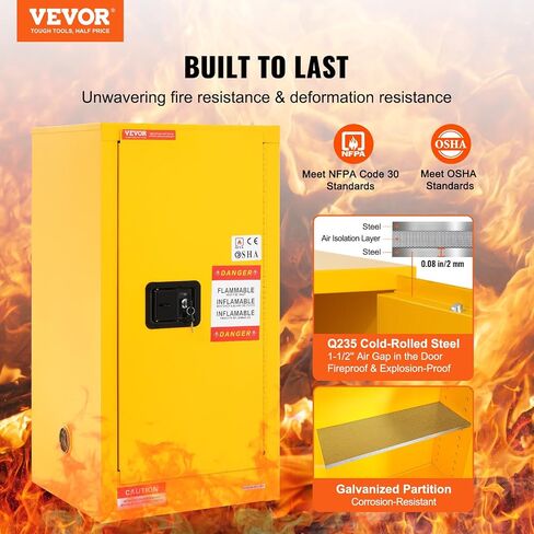 VEVOR Safety Cabinet 1, 18 x 18 x 35.4 inch, Yellow in Saudi Arabia