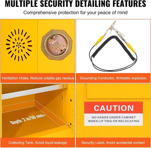 VEVOR Safety Cabinet 1, 18 x 18 x 35.4 inch, Yellow in Saudi Arabia