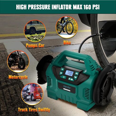 Cordless Tire Inflator for Makita 18V Battery (NO Battery), Upgraded 160 PSI High Pressure Portable Air Compressor with Digital Gauge, Auto Shut Off, LED Light For Balls, Tires, Swim Toys in Saudi Arabia