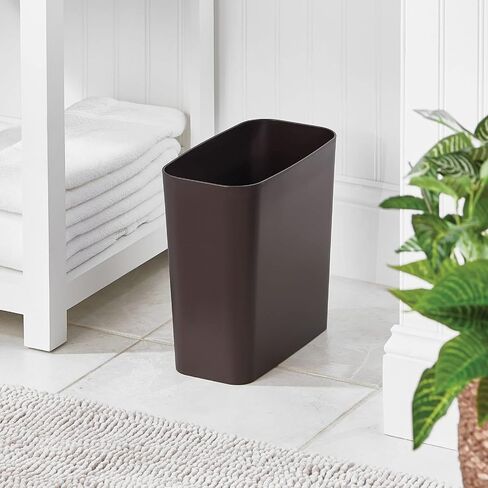 mDesign Square Shatter-Resistant Plastic Small Trash Can Wastebasket, Garbage Container Bin for Bathrooms, Powder Rooms, Kitchens, Home Offices - Soft Brass Finish in Saudi Arabia