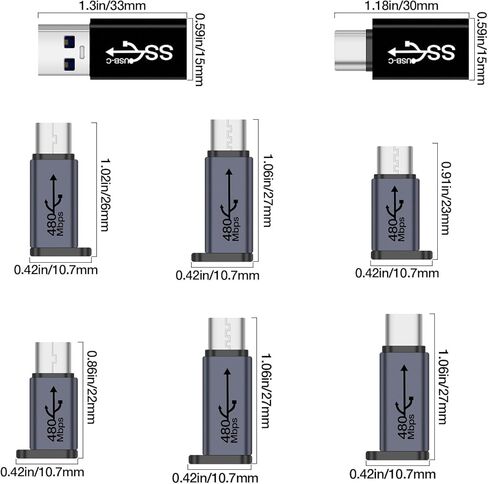 محول KOLODOGO USB C/Micro USB إلى موصل USB صغير من النوع C/موسع مايكرو، USB أنثى إلى ذكر من النوع C، محول شحن عالمي من النوع C أنثى إلى USB ذكر in Kuwait