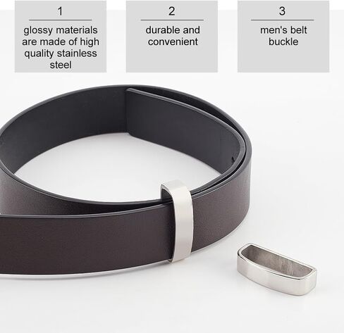 FREEBLOSS 2Pcs Belt Loop Keeper Stainless Steel Belt Keeper Mirror Surface Belt Loops for Pants Men's Belt Buckle Accessories in Saudi Arabia