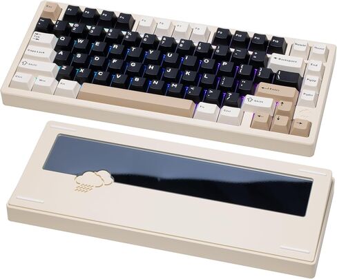 KEEBMONKEY WOBKEY Rainy 75 CNC الألومنيوم HMX/JWK/Cocoa Switches لوحة مفاتيح ميكانيكية ثلاثية الوضع مع صوتيات فائقة، RGB/FR4/Silver SUS304/7000mAh/Cocoa Switch (Pro - أسود) in Kuwait