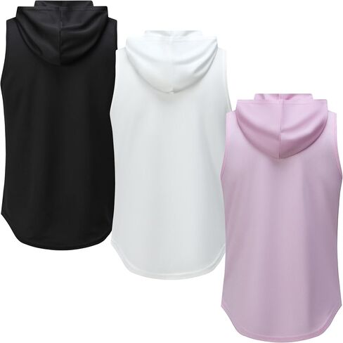 Womens Workout Hooded Tank Yoga Tops Running Shirts Quick Dry Gym Sleeveless Hoodie in Saudi Arabia