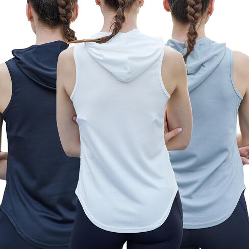 Womens Workout Hooded Tank Yoga Tops Running Shirts Quick Dry Gym Sleeveless Hoodie in Saudi Arabia