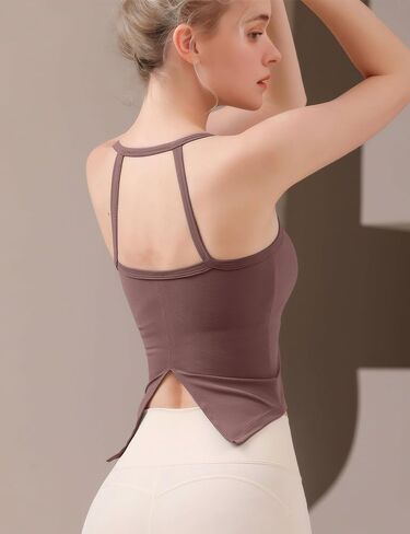 BEGOING Women's Open Back Workout Crop Tops Built in Bra Sleeveless Halter Gym Tank Tops Yoga Fitness Athletic Tops in Saudi Arabia