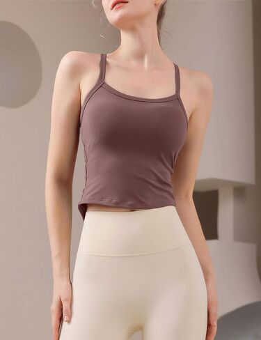 BEGOING Women's Open Back Workout Crop Tops Built in Bra Sleeveless Halter Gym Tank Tops Yoga Fitness Athletic Tops in Saudi Arabia