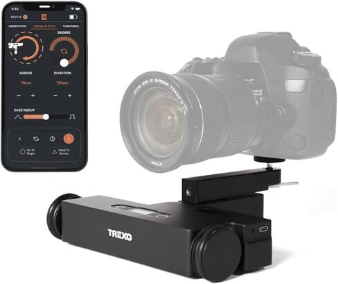 كاميرا دوللي ذات طاولة معالجة الصور بعجلات من تريكسو، منزلق للهواتف الذكية وكاميرات DSLR، يدعم تطبيق Android وiOS، قابلة للبرمجة، محركات خطوة صامتة للغاية in Kuwait