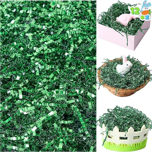JOYIN 12oz (340g) Easter Green Iridescent Paper Grass, Sparkly Shredded Paper for Easter Egg Hunt, Basket Stuffer & Package Fillers in Saudi Arabia