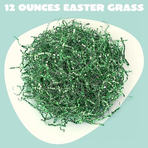 JOYIN 12oz (340g) Easter Green Iridescent Paper Grass, Sparkly Shredded Paper for Easter Egg Hunt, Basket Stuffer & Package Fillers in Saudi Arabia