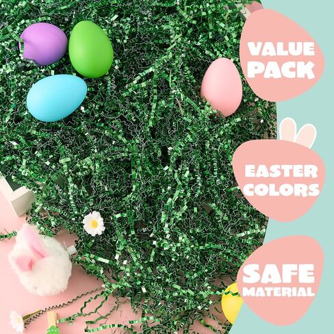 JOYIN 12oz (340g) Easter Green Iridescent Paper Grass, Sparkly Shredded Paper for Easter Egg Hunt, Basket Stuffer & Package Fillers in Saudi Arabia