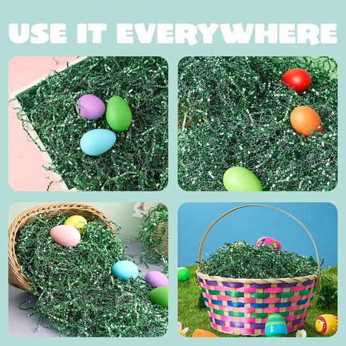 JOYIN 12oz (340g) Easter Green Iridescent Paper Grass, Sparkly Shredded Paper for Easter Egg Hunt, Basket Stuffer & Package Fillers in Saudi Arabia
