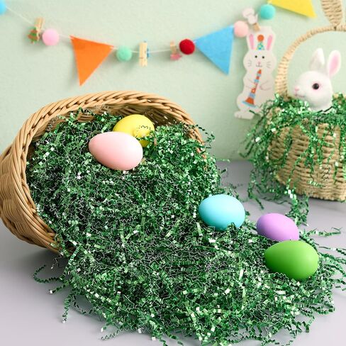 JOYIN 12oz (340g) Easter Green Iridescent Paper Grass, Sparkly Shredded Paper for Easter Egg Hunt, Basket Stuffer & Package Fillers in Saudi Arabia