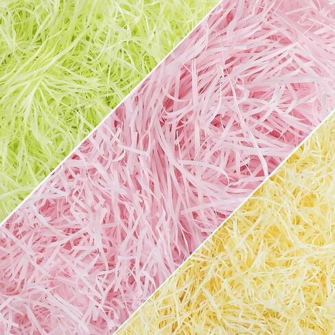 KIMOBER 300g/10.58oz Easter Basket Grass,Colorful Raffia Tissue Paper Shreds Crinkle Cut Paper Shred Filler for Basket Filler Gift Wrapping Supply(6 Colors) in Kuwait