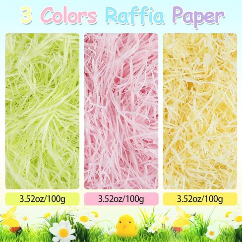 KIMOBER 300g/10.58oz Easter Basket Grass,Colorful Raffia Tissue Paper Shreds Crinkle Cut Paper Shred Filler for Basket Filler Gift Wrapping Supply(6 Colors) in Kuwait
