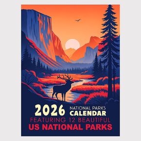National Parks Calendar 2026 - Illustrated Wall Calendar Featuring 15 US National Parks, 8.5" x 12", 15-Month Vintage Poster Art Calendar (Oct 2025–Dec 2026) for Home or Office in Saudi Arabia
