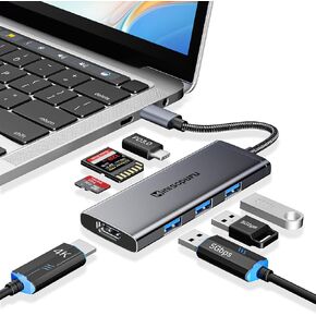 Minisopuru USB C Dock، محول USB C متعدد المنافذ 7 في 1 مع HDMI 4K، 3X USB 3.0، توصيل طاقة 100 واط، قارئ بطاقة SD/TF، ​​محول USB C لأجهزة MacBook Pro، Air، iPad Pro، Dell، XPS، HP، Lenovo والمزيد... in Kuwait