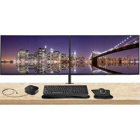 شاشة HP Series 7 Pro مقاس 27 بوصة 727pk 4K UHD 2160p LCD HDR، حزمة من قطعتين مع سلسلة ديزي، وحامل مكتبي، وقاعدة توصيل USB-C متعددة المنافذ G5، ولوحة مفاتيح وماوس لاسلكيين MK270، وماوس جل ووسادة معصم in Kuwait