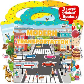 3 Sets Reusable Sticker Books for Toddlers 3-6 Years, Large Jelly Sticker Activity Books for Kids, Travel Toys for Toddlers Ages 3+ Girls & Boys in Saudi Arabia