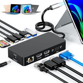 Surface Thunderbolt 4 Dock Triple Displays 4K HDMI*2+VGA، محطة إرساء 12 في 1 Surface Pro مع محول طاقة 100 واط لجهاز Microsoft Surface Pro 12/11/10/9/8/X/7+/7، كمبيوتر محمول 7/6/5/4/3، كمبيوتر محمول Go، ستوديو in Saudi Arabia