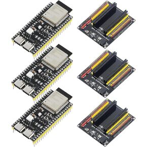 لوحة تطوير 3PC ESP32-S3 مع لوحة توسيع 44Pin، واي فاي 2.4 جيجا هرتز وبلوتوث 5، تتميز بوحدة تحكم دقيقة ثنائية النواة N16R8 240 ميجا هرتز ومنافذ مزدوجة من النوع C (CH343P) لـ Arduino in Kuwait