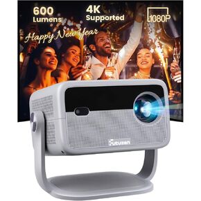 جهاز عرض ذكي مع واي فاي وبلوتوث، تطبيقات مدمجة، جهاز عرض محمول بقوة 600 لومن ANSI مع حامل، جهاز عرض صغير 1080 بكسل لغرفة النوم، حجر مفاتيح تلقائي وتركيز E أجهزة عرض سينما منزلية داخلية وخارجية 4K in Kuwait