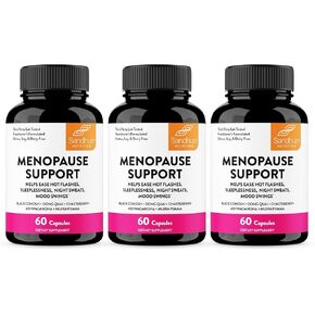 ملحق دعم انقطاع الطمث الكامل للنساء | مع اشواغاندا، بلاك كوهوش، دونغ كاي ومويرا بواما | يساعد على تخفيف الهبات الساخنة والتعرق الليلي وتقلب المزاج وتوازن الهرمونات وانسجامها | 60 كبسولة in Kuwait