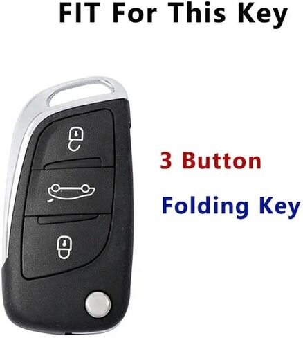 TPU Car Folding Flip Key Case, for Peugeot for Citroen C1 C2 C3 C4 C5 for DS 3 4 5 6 DS3 DS4 DS5 DS6 Cover Shell Bag Protector, Silver in Saudi Arabia