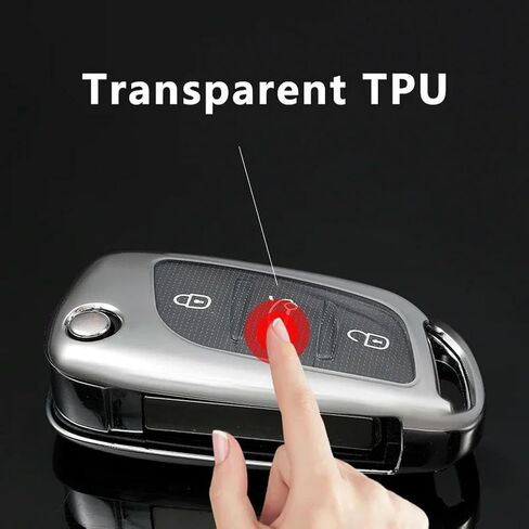 TPU Car Folding Flip Key Case, for Peugeot for Citroen C1 C2 C3 C4 C5 for DS 3 4 5 6 DS3 DS4 DS5 DS6 Cover Shell Bag Protector, Silver in Saudi Arabia