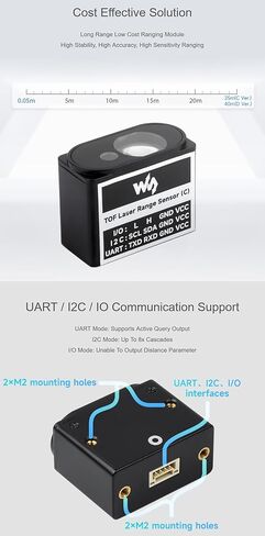 مستشعر نطاق الليزر TOF (وقت الطيران) (D) يدعم اتصال UART / I2C / IO، طويل المدى، لـ Raspberry Pi @XYGStudy (مستشعر نطاق الليزر TOF (D)) in Kuwait