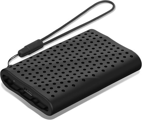 Lacdo Silicone Carrying Case for Samsung T9 Portable SSD 1TB 2TB 4TB External Solid State Drive, Soft Silicon Protective Sleeve Cover Skin for T9 SSD, Travel Pouch Storage Bag with Lanyard, Black in Saudi Arabia