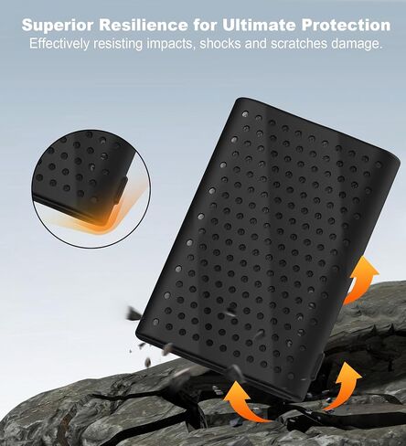 Lacdo Silicone Carrying Case for Samsung T9 Portable SSD 1TB 2TB 4TB External Solid State Drive, Soft Silicon Protective Sleeve Cover Skin for T9 SSD, Travel Pouch Storage Bag with Lanyard, Black in Saudi Arabia