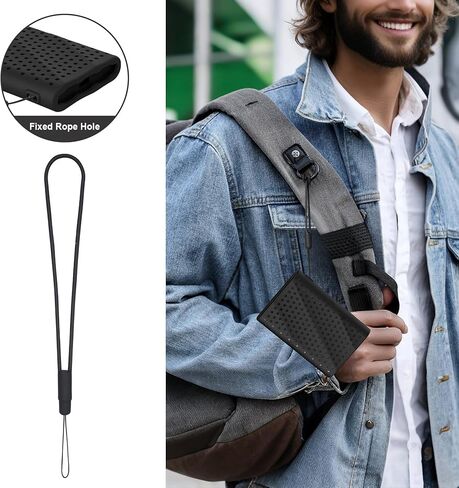 Lacdo Silicone Carrying Case for Samsung T9 Portable SSD 1TB 2TB 4TB External Solid State Drive, Soft Silicon Protective Sleeve Cover Skin for T9 SSD, Travel Pouch Storage Bag with Lanyard, Black in Saudi Arabia