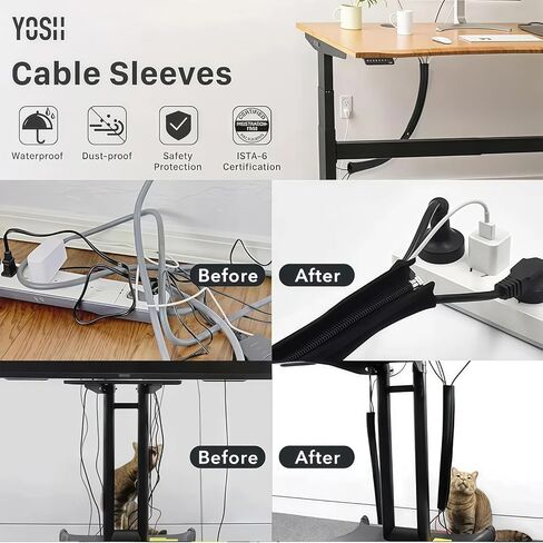 Cable Sleeve with Zipper, Cable Management System, Wire Organizer for Desk Computer TV Home Theater, Cord Hider Cover for Wires Cables, 1 Pack, Black in Saudi Arabia
