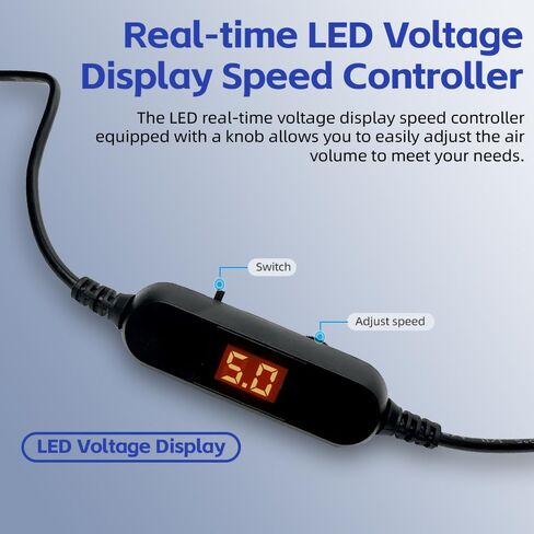 مروحة USB مقاس 120 مم من WHTech مع وحدة تحكم في درجة الحرارة ووحدة تحكم في سرعة عرض جهد LED، 5 فولت تيار مستمر 120 مم × 25 مم، لجهاز استقبال DVR PlayStation Xbox تبريد خزانة الكمبيوتر in Saudi Arabia