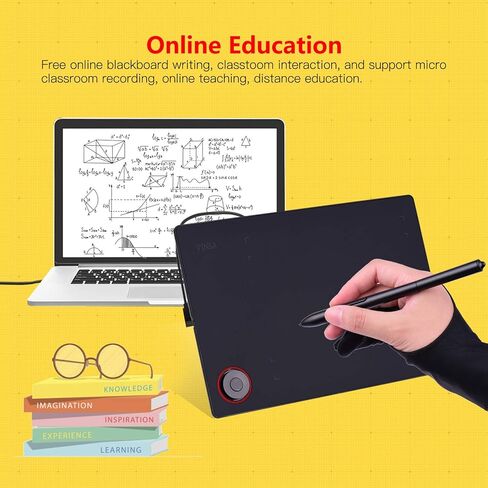 لوحة كتابة احترافية للرسومات Ding Tablet مع مقبض تحكم 8192 مستوى قلم بدون بطارية/30 قطعة من سن/مشبك قلم/محول OTG/كابل OTG/حقيبة أقلام/فيلم متعدد الوظائف/حقيبة إيف/G in Saudi Arabia
