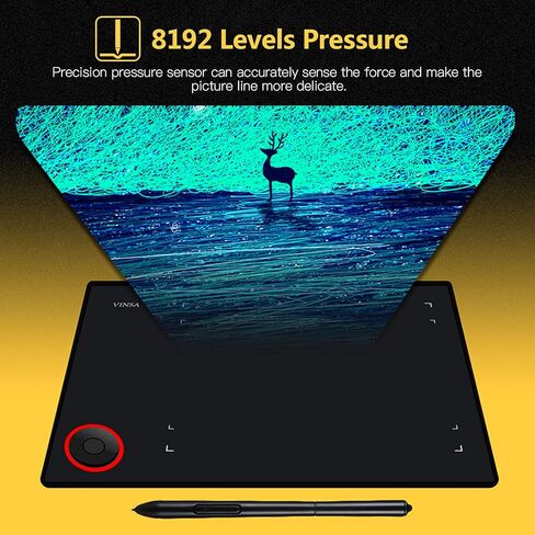 لوحة كتابة احترافية للرسومات Ding Tablet مع مقبض تحكم 8192 مستوى قلم بدون بطارية/30 قطعة من سن/مشبك قلم/محول OTG/كابل OTG/حقيبة أقلام/فيلم متعدد الوظائف/حقيبة إيف/G in Saudi Arabia